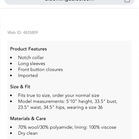 ESSENTIEL ANTWERP NWT Essential Edpecker Single Breasted Coat Sz 32 / 2 US NEW - Picture 7 of 14